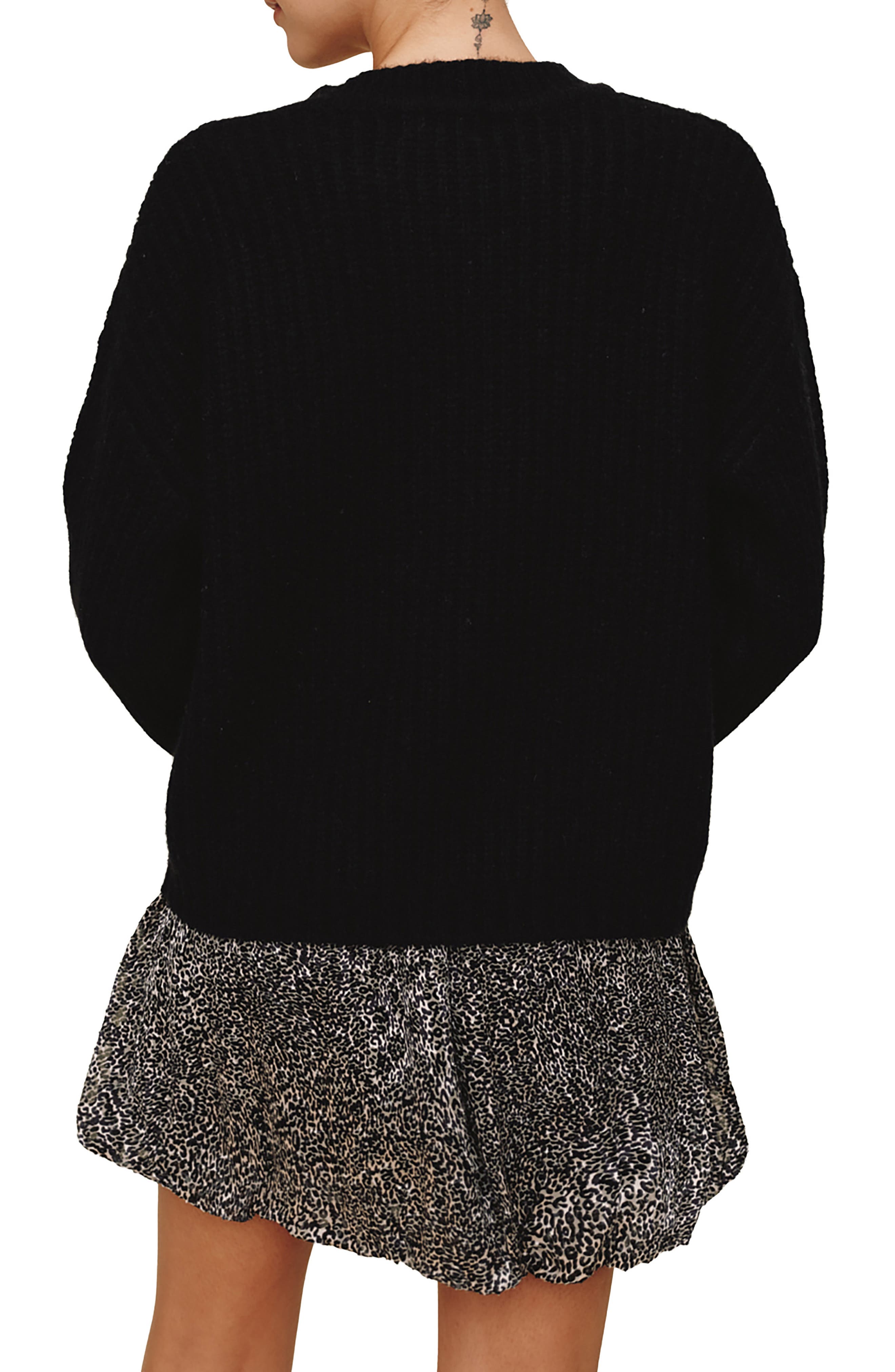 Button Placket Merino Wool Blend Sweater - image 2