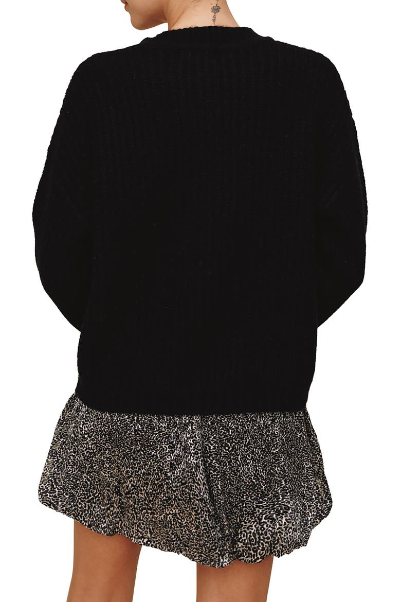 Button Placket Merino Wool Blend Sweater, Alternate, color, BLACK
