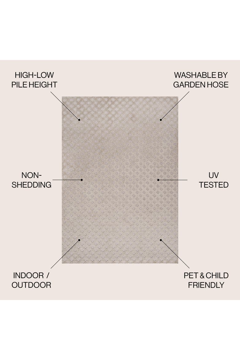 Rabat High-Low Pile Mini-Diamond Trellis Indoor/Outdoor Area Rug, Alternate, color, Beige