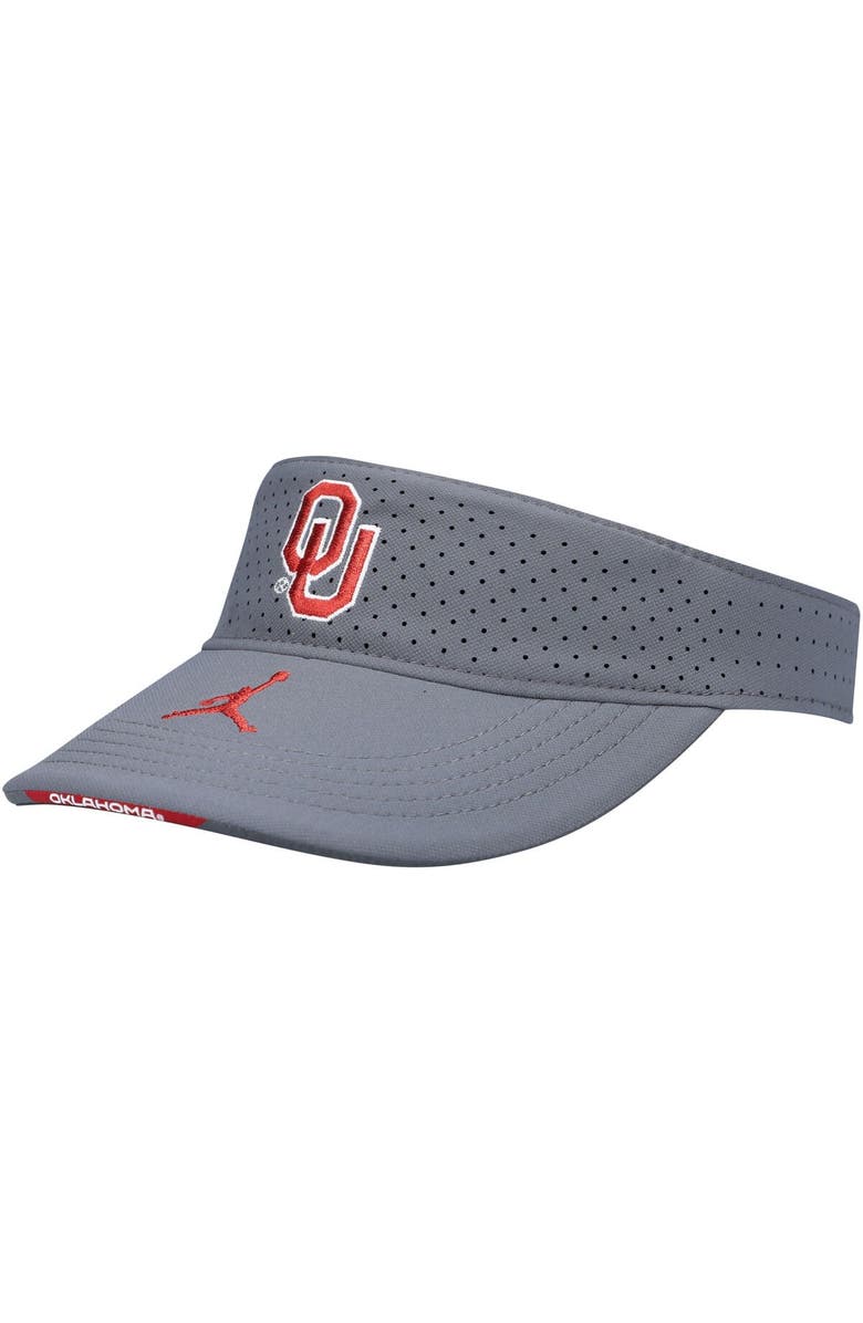 Jordan Brand Men's Jordan Brand Gray Oklahoma Sooners 2021 Sideline Performance Visor, Main, color,