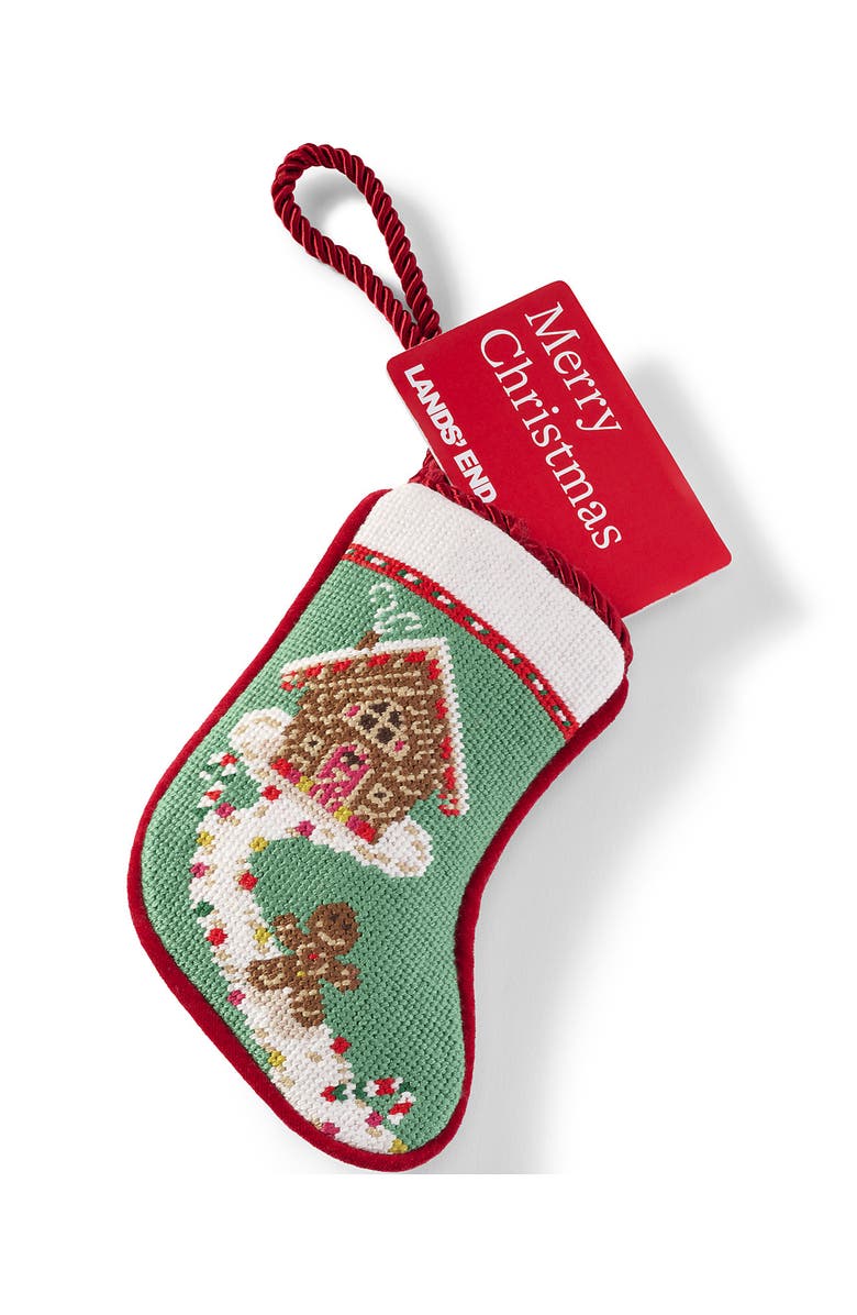 Lands' End Mini Needlepoint Christmas Stocking, Alternate, color, Gingerbread