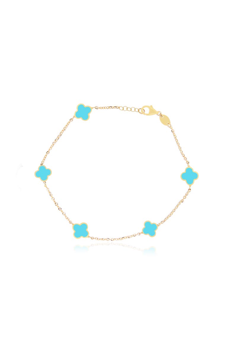 Mini Turquoise Clover Bracelet, Main, color, Turquoise