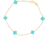 The Lovery Fine Jewelry Mini Turquoise Clover Bracelet