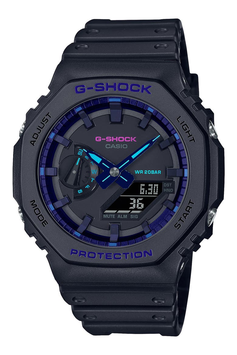 Ana-Digi Resin Watch, 48.5mm, Main, color, BLACK AND BLUE