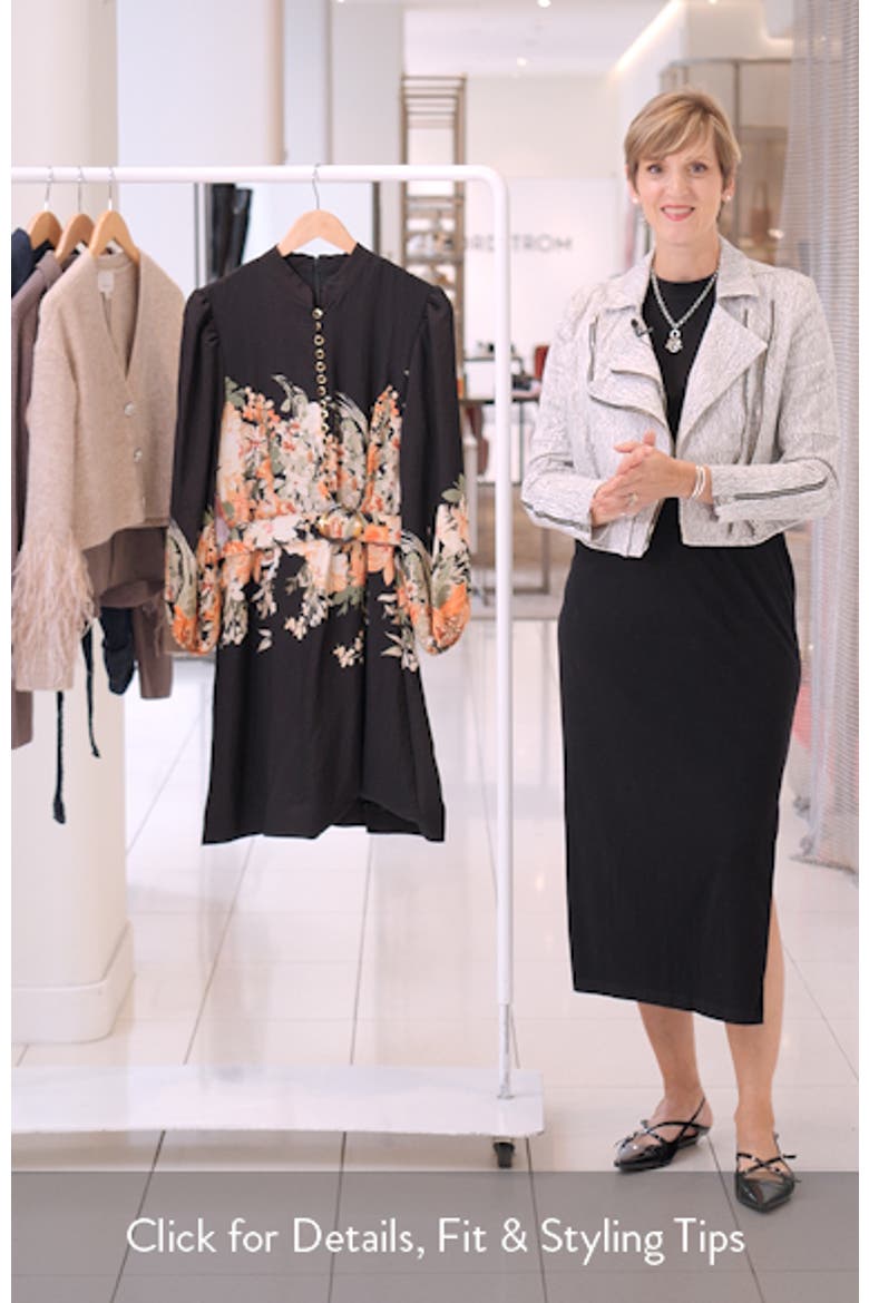 Border Belted Puff Shoulder Dress video