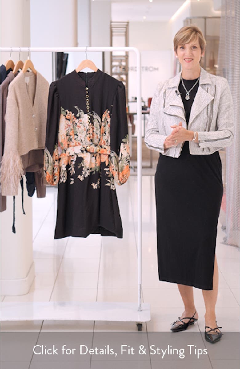 Border Belted Puff Shoulder Dress, sales video thumbnail