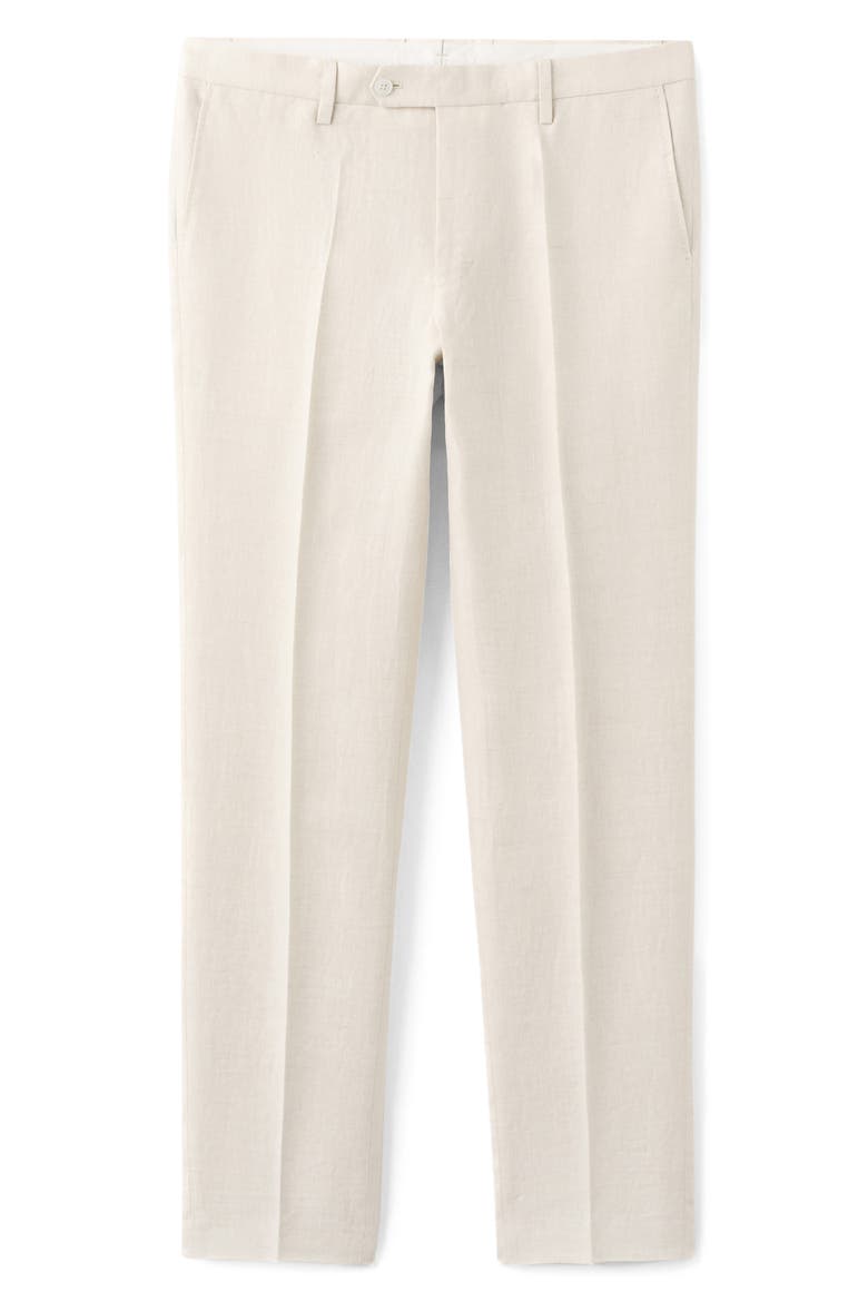 Amalfi Slim Fit Flat Front Tan Linen Suit Pants, Alternate, color, ECRU