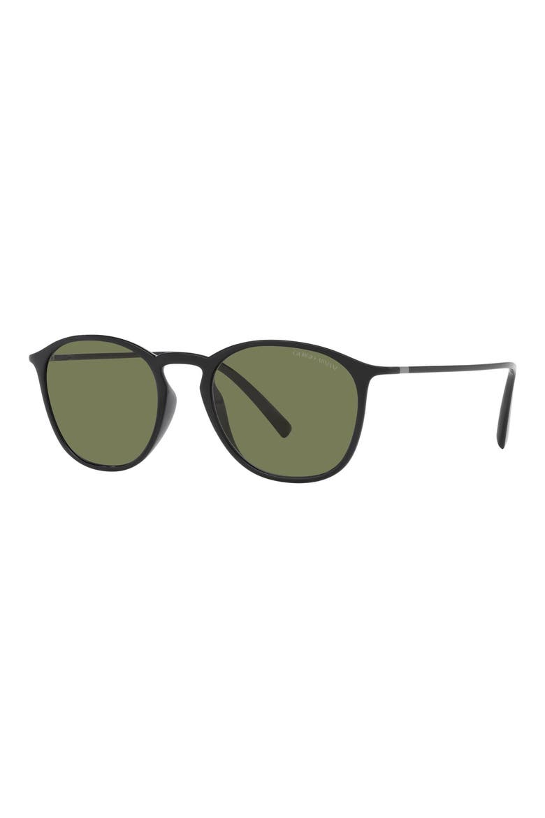 52mm Square Sunglasses, Alternate, color, SHINY BLACK