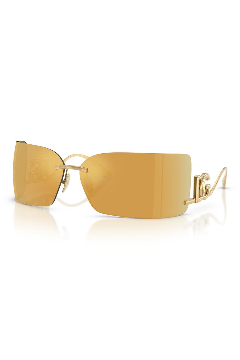 79mm Oversize Mirrored Rectangular Sunglasses, Alternate, color, GOLD / BROWN MIRROR GOLD