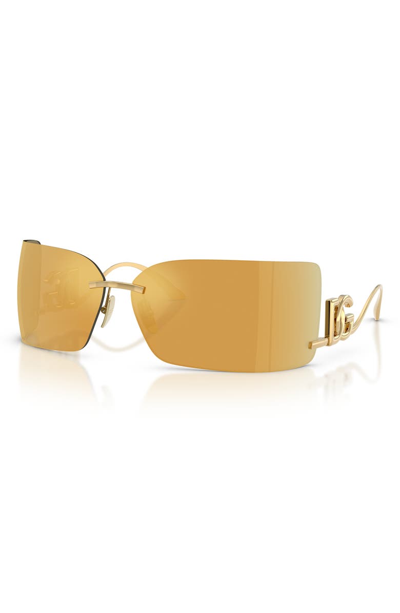 Dolce&Gabbana 79mm Oversize Mirrored Rectangular Sunglasses, Alternate, color, Gold / Brown Mirror Gold
