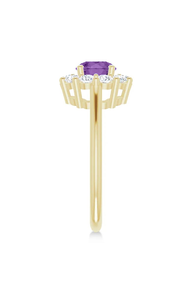 ALLUREZ Round Lab Amethyst & Diamond Halo Ring 14K, Alternate, color, 1.25Ct/Yellow Gold