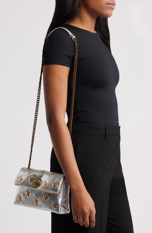 Kurt Geiger London Medium Kensington Star Snakeskin Embossed Leather Crossbody Bag In Open Grey