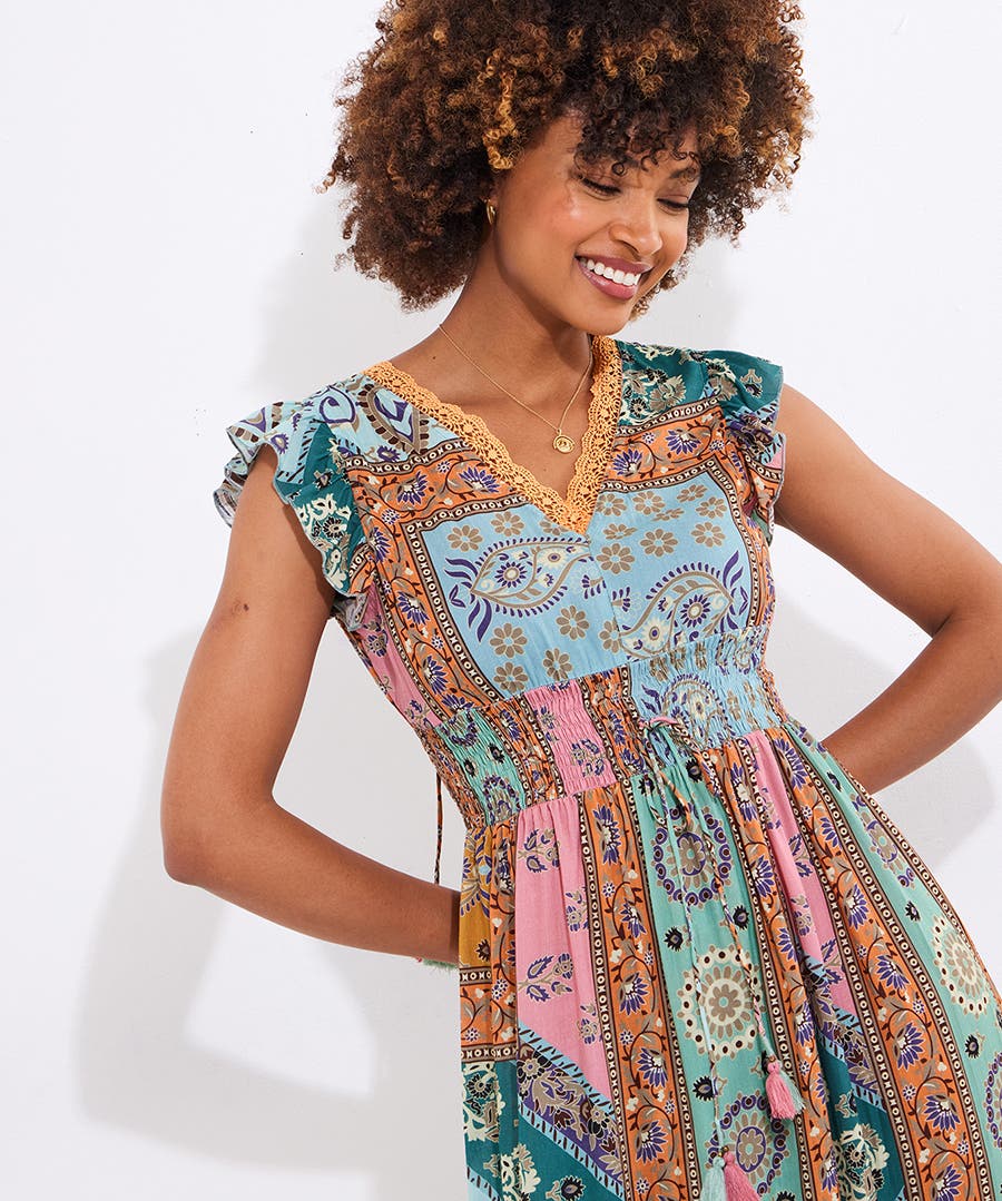 Patchwork Slit Maxi Dress - image 2