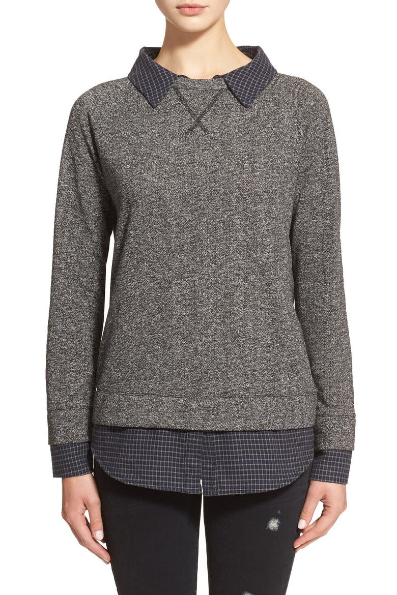 'Diadem' Layered Pullover, Main, color, CHARCOAL/ MIDNIGHT BLUE