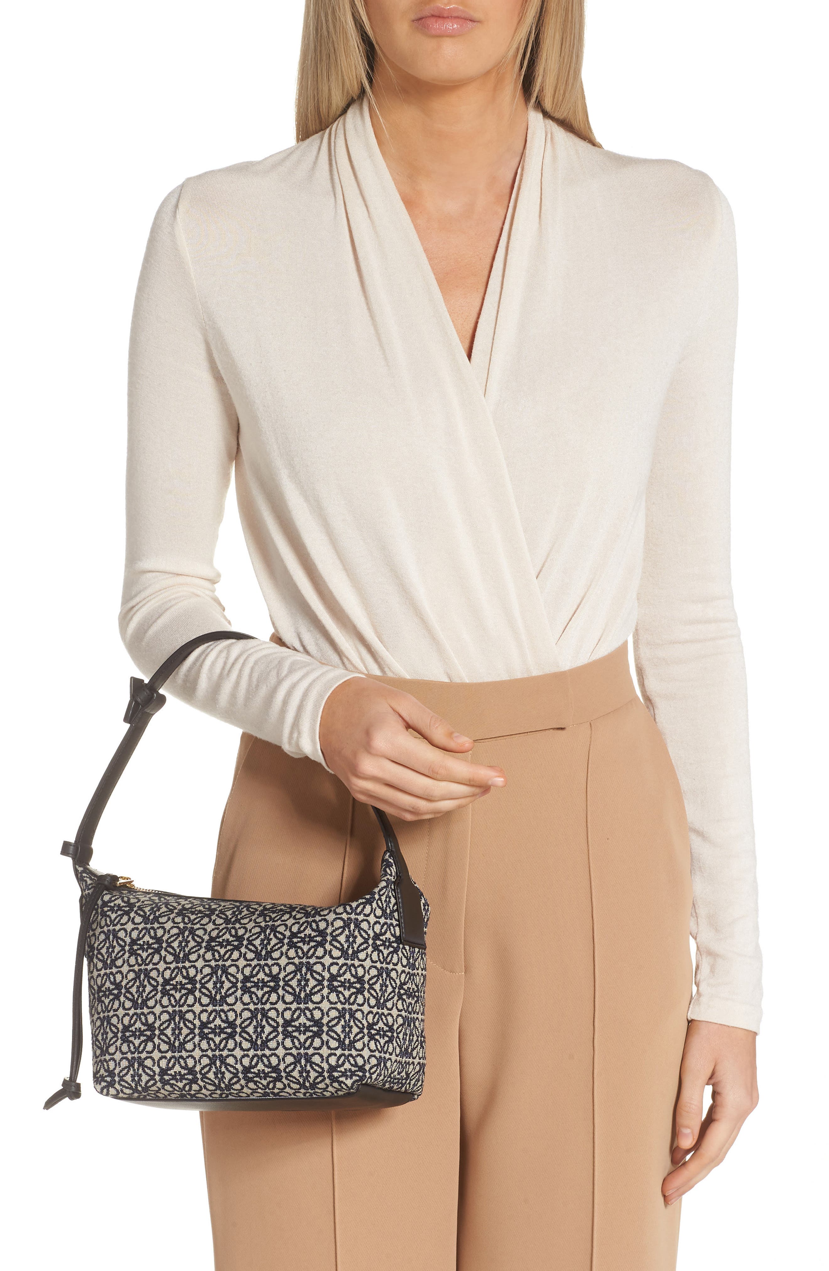 Loewe Small Cubi Anagram Canvas Hobo, Alternate, color, 