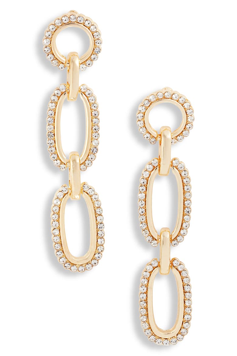 Embellished Link Drop Earrings, Main, color, GOLD-CRYSTAL
