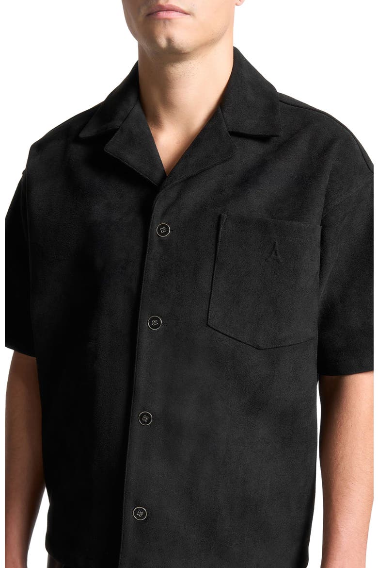 Luc Boxy Suede Shirt, Alternate, color, Black