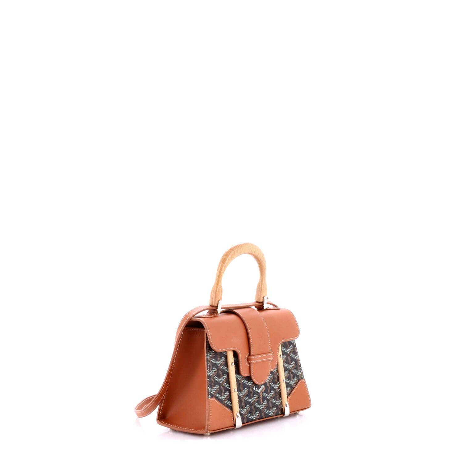 Structured Saigon Top Handle Bag Coated Canvas with Leather Mini, Alternate, color, Brown