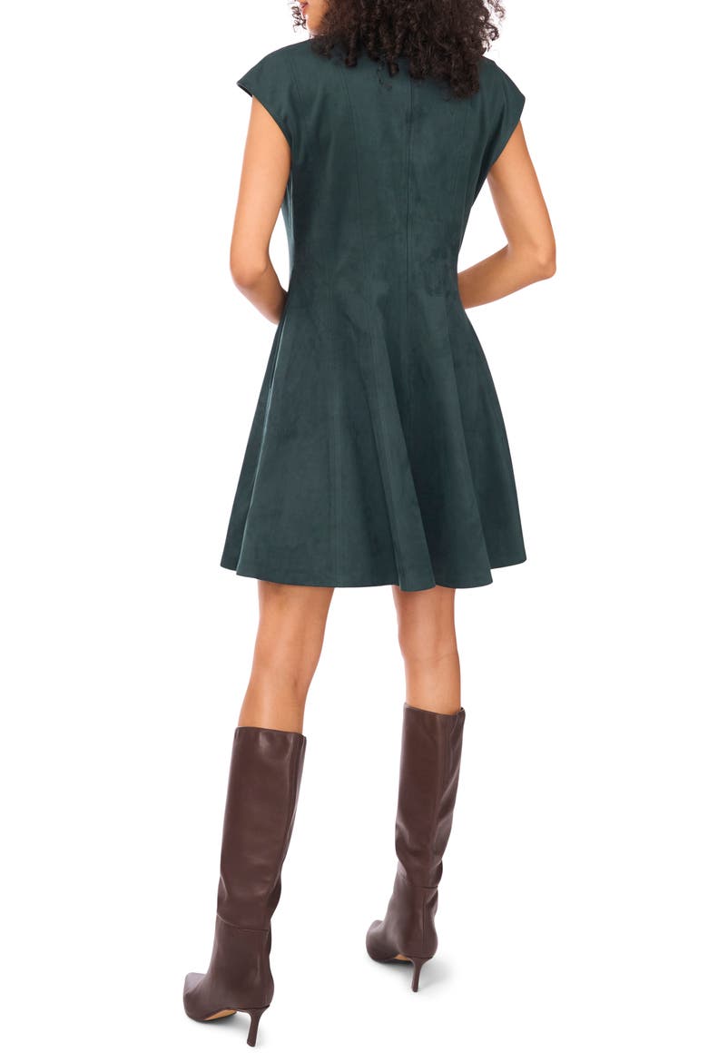 Princess Seam Faux Suede Minidress, Alternate, color, FOREST NIGHT