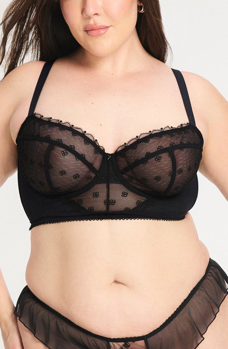 SAVAGE X FENTY Sweet Fetish Underwire Bustier, Alternate, color, Black Caviar