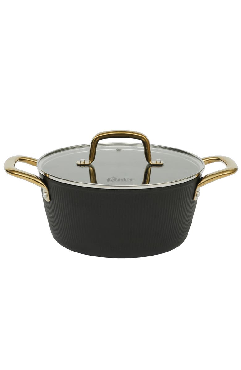 OSTER Abbottsford 7 Quart Nonstick Aluminum Dutch Oven with Glass Lid, Main, color, Black
