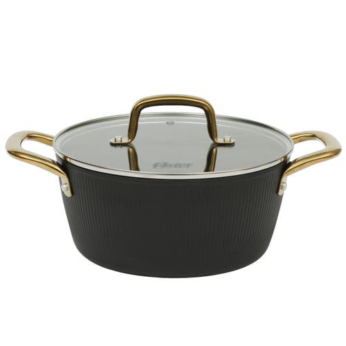Oster Abbottsford 7 Quart Nonstick Aluminum Dutch Oven With Glass Lid In Black