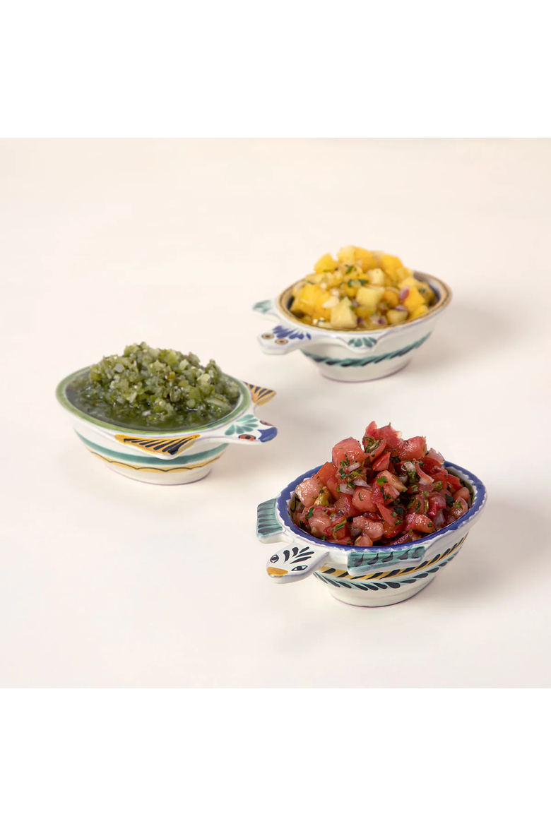 Majolica Salsa Turtle Bowls Set of 3 by Gorky Pottery, Alternate, color, Multicolor