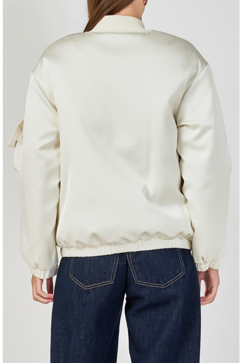 Satin Bomber Jacket, Alternate, color, IVORY
