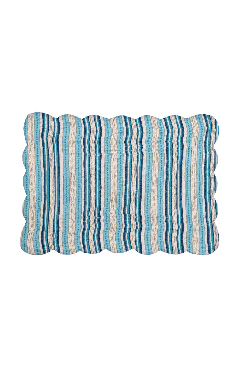 C&F Home Bailey Blue Reversible Machine Washable Scallop Quilt Placemats Set of 6, Alternate, color, Blue