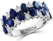 EFFY Sterling Silver Oval Sapphire & Round Diamond Band Ring