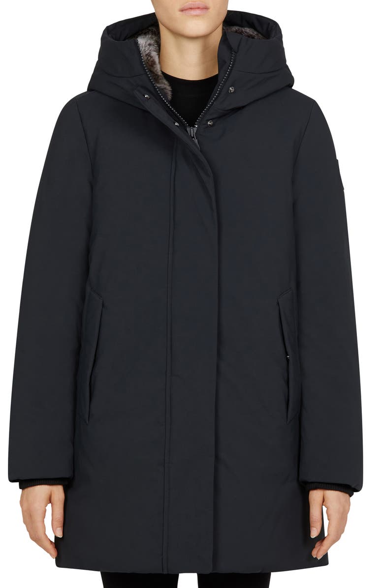 Save The Duck Smeg Waterproof Long Parka with Faux Fur Lined Hood, Main, color,