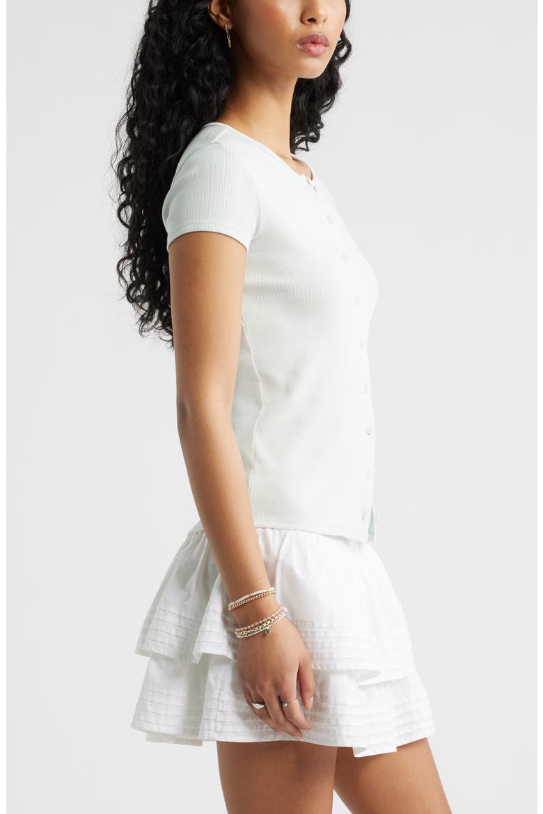Short Sleeve Rib Knit Cardigan, Alternate, color, GREEN CLOUD
