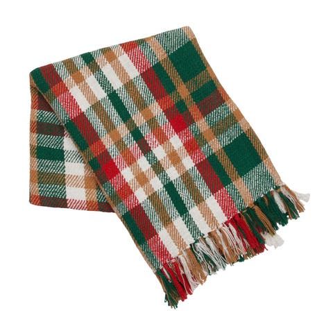 Alpine Plaid with Tassels Cozy Fall Throw Blanket