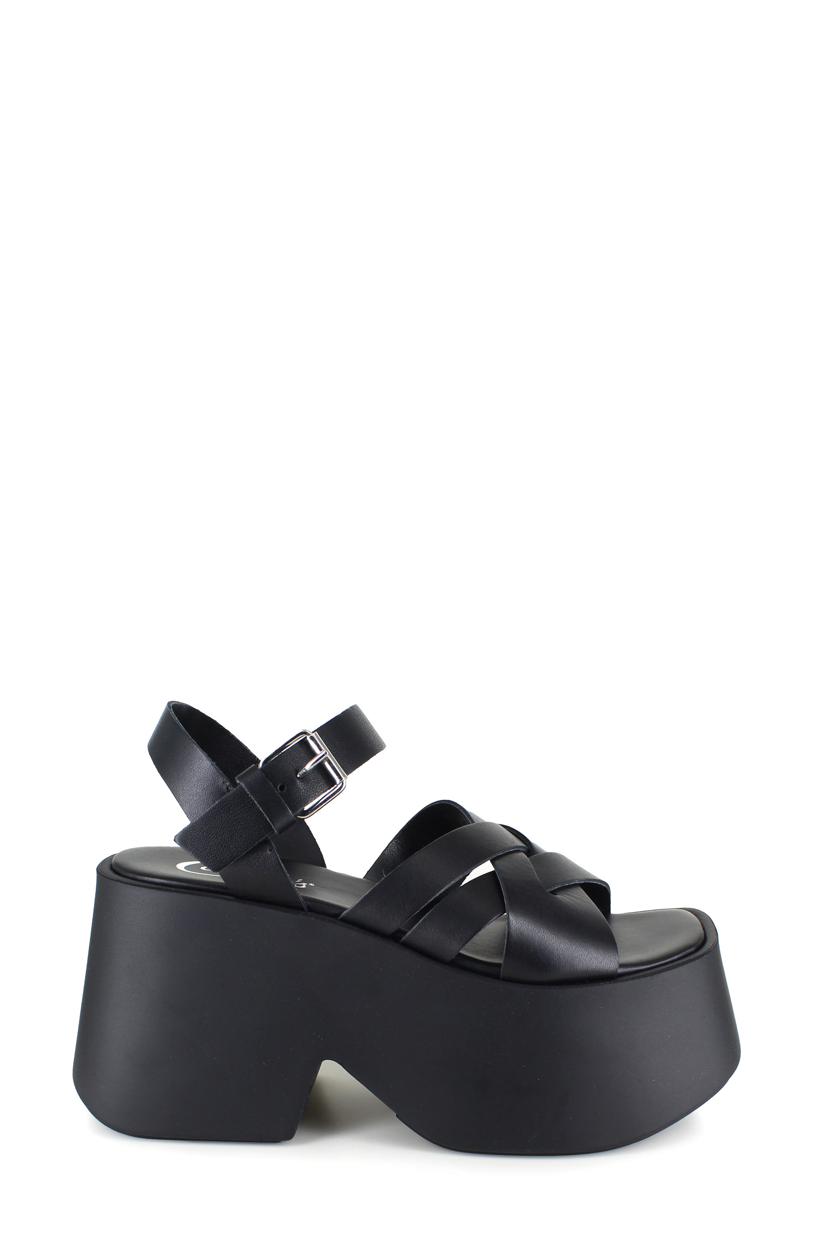 Candie's Elisabeth Ankle Strap Platform Sandal, Alternate, color, Black Leather