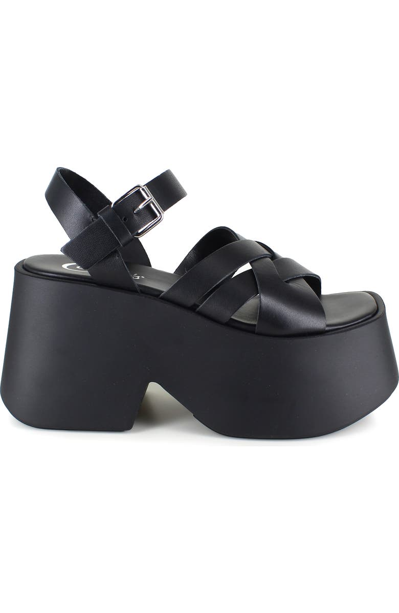 Candie's Elisabeth Ankle Strap Platform Sandal, Alternate, color, Black Leather
