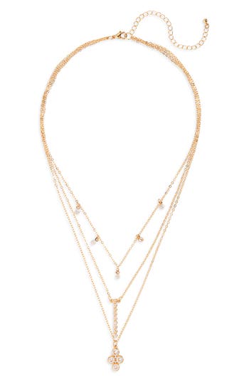 Area Stars Crystal Layered Chain Necklace In Gold
