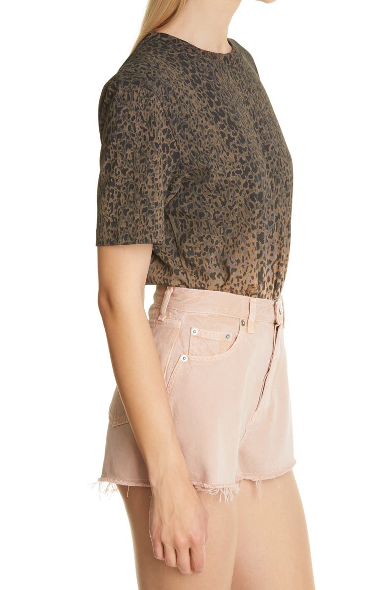 Saint Laurent Dip Dye Leopard Cotton T-Shirt, Alternate, color,