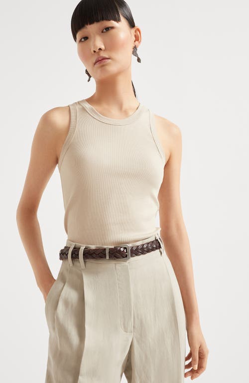 Brunello Cucinelli Ribbed Tank Top In Beige