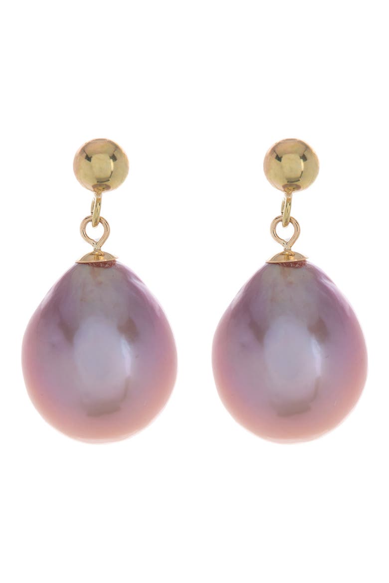 14K Gold 10-10.5mm Purple Freshwater Pearl Drop Earrings, Main, color, MULTI