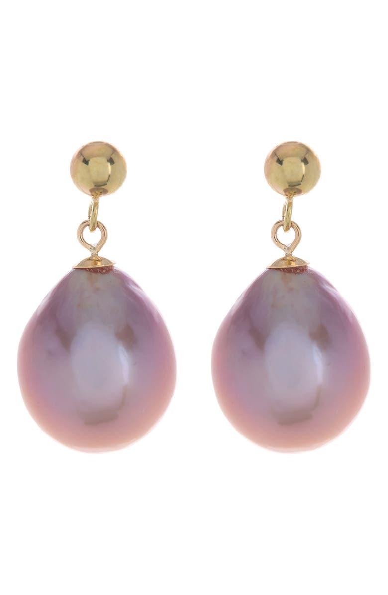 EFFY 14K Gold 10-10.5mm Purple Freshwater Pearl Drop Earrings, Main, color,