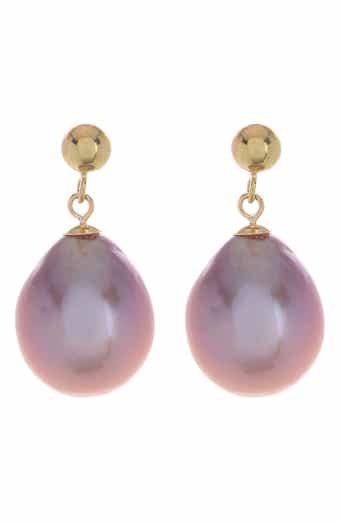 EFFY 14K Gold 10-10.5mm Purple Freshwater Pearl Drop Earrings