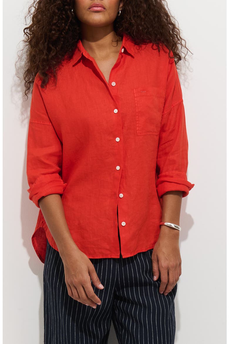 Jo Linen Shirt, Main, color, CHILI