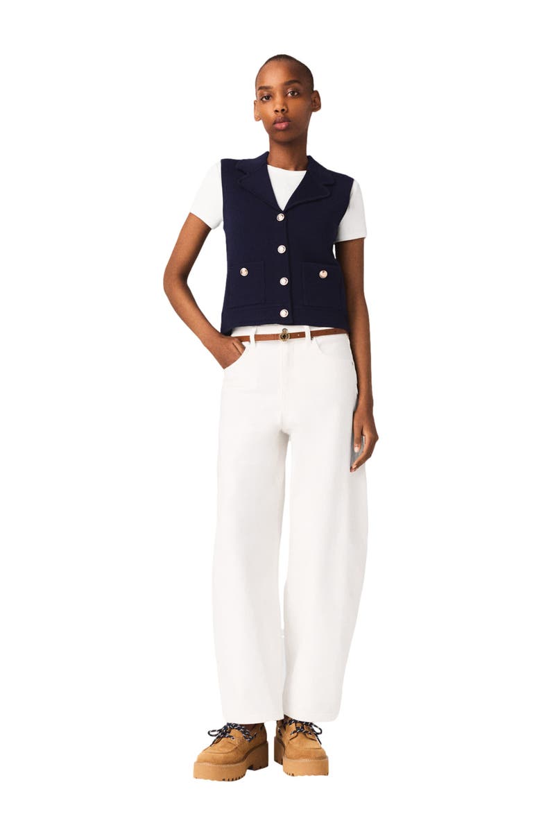 maje Polo knit cardigan, Alternate, color, Navy