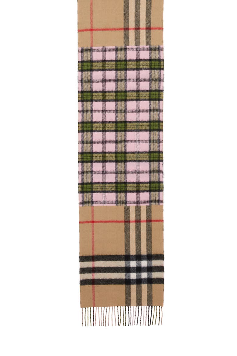 Found Check & Giant Check Cashmere & Merino Wool Scarf, Alternate, color, CANDY PINK