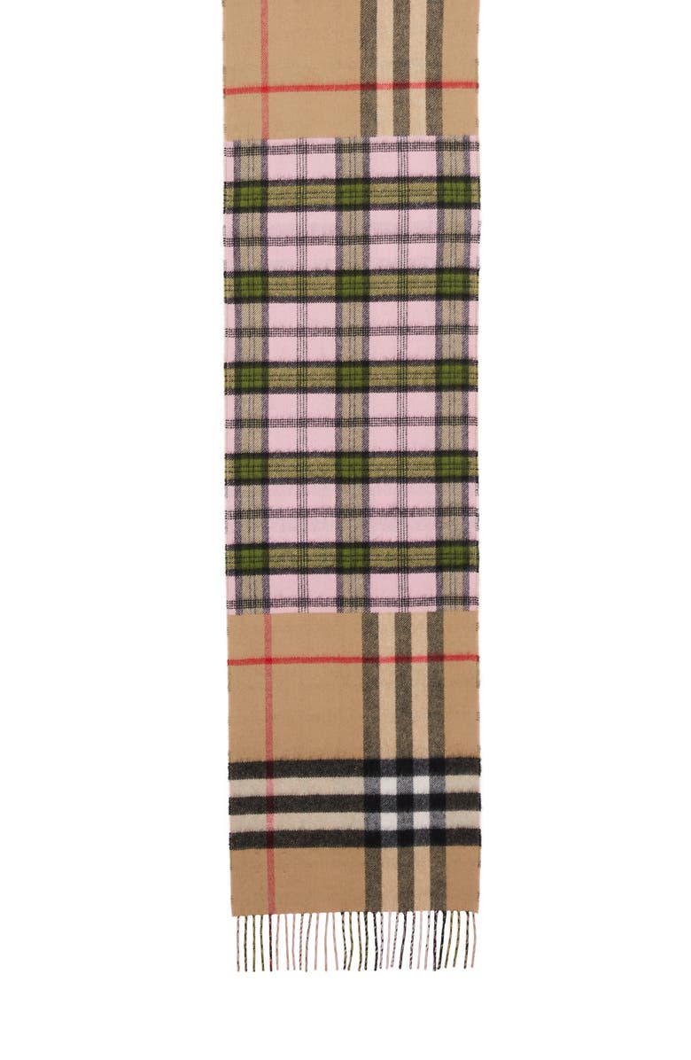 Burberry Found Check & Giant Check Cashmere & Merino Wool Scarf, Alternate, color,