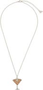 Sterling Forever Pavé Cubic Zirconia Espresso Martini Pendant Necklace