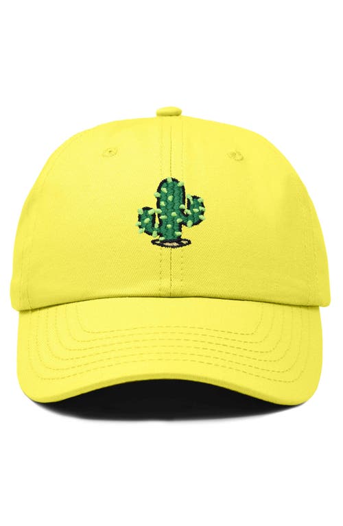 Dalix Cactus Embroidered Low Crown Cap In Yellow