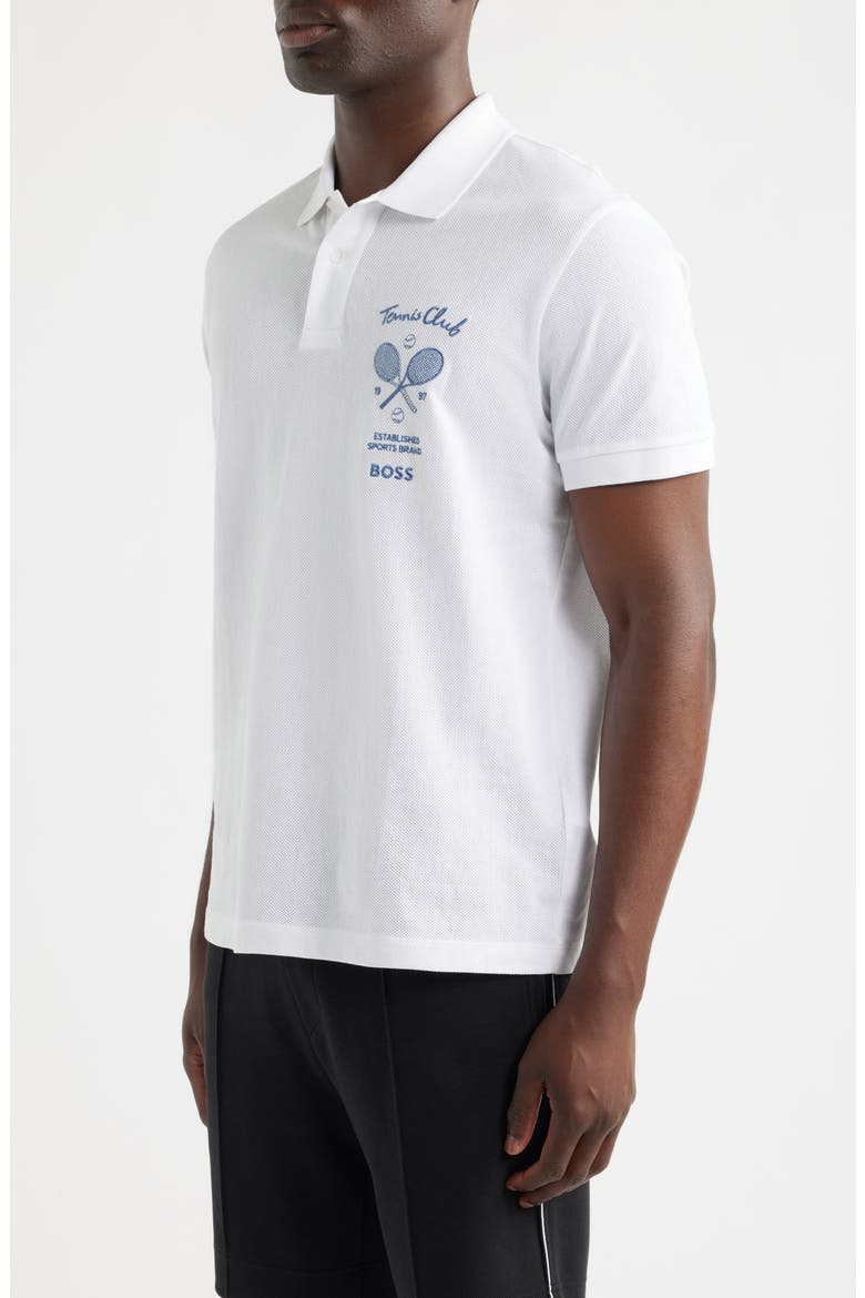 Member Embroidered Cotton Piqué Polo, Alternate, color, WHITE