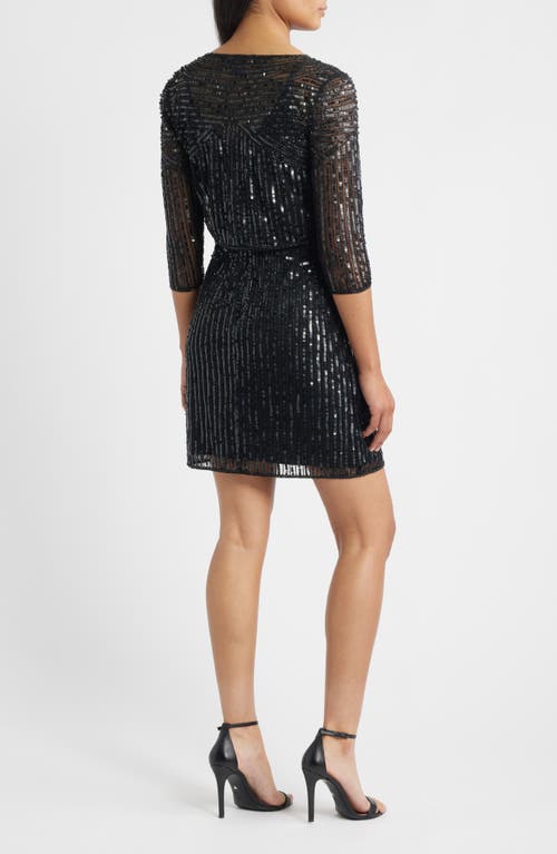 Pisarro Nights Sequin Embellished Cocktail Dress With Jacket In Black