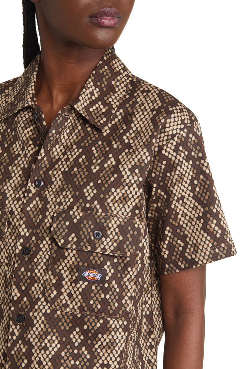 Dickies Camden Snake Print Crop Twill Shirt, Alternate, color,
